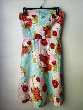 zinc Strapless Floral Dress in Aqua, Red, Pink, Olive